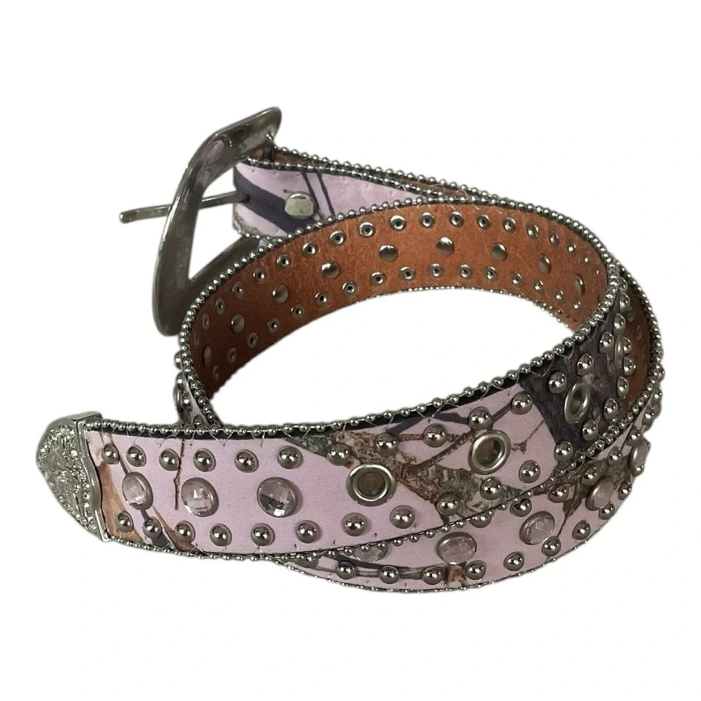 Kids Western Rhinestone Belt Purple Leather Cowgirl Belt Size Small